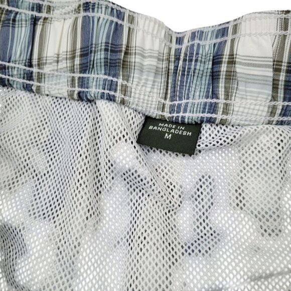 2/$20 Eddie Bauer Blue & White Plaid Pattern Swimmer Pants Size: M - Picture 4 of 10